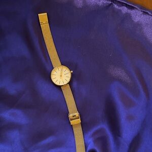 Skagen Gold Mesh Watch with White Dial